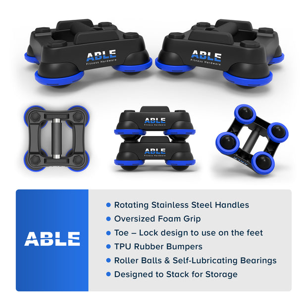 ABLE Rolling Push Up Handles Multiple Views - Blue